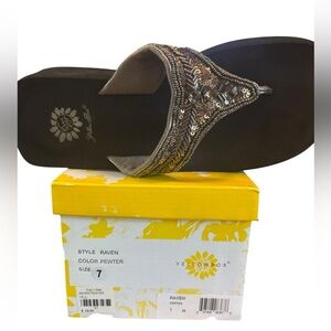 Yellow Box Pewter Embellished Sandals